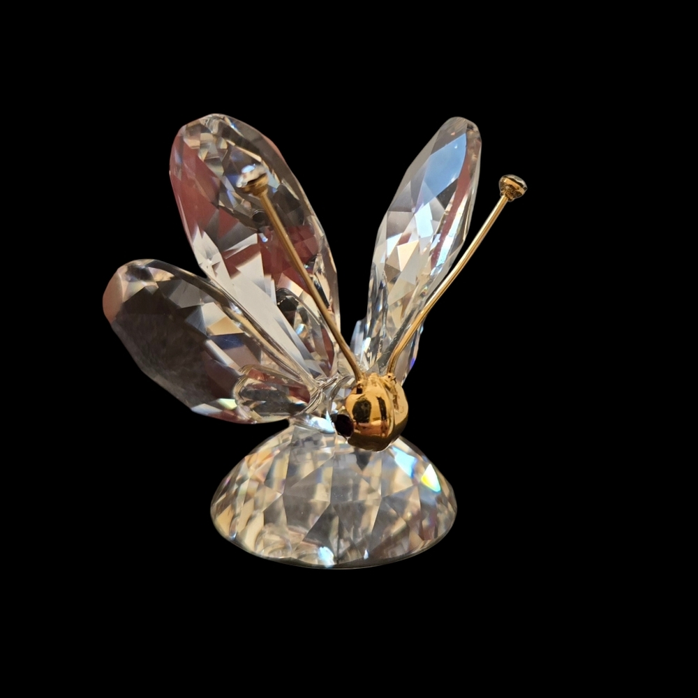 Swarovski Crystal Butterfly Figurine with Gold Accents